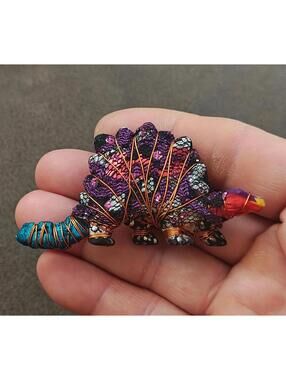 Handcrafted Stegosaurus/Dinosaur Figurine Brooch